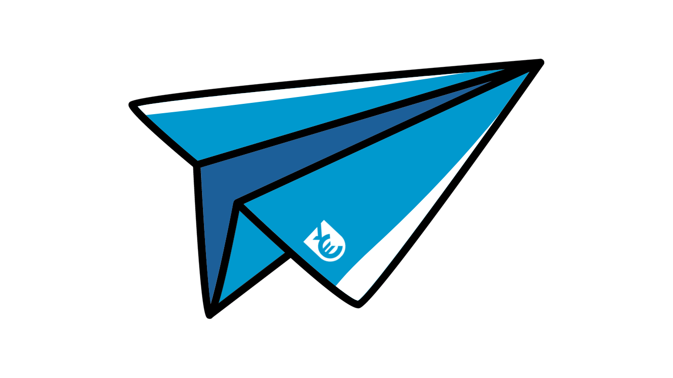 avión de papel azul que lleva un burofax 